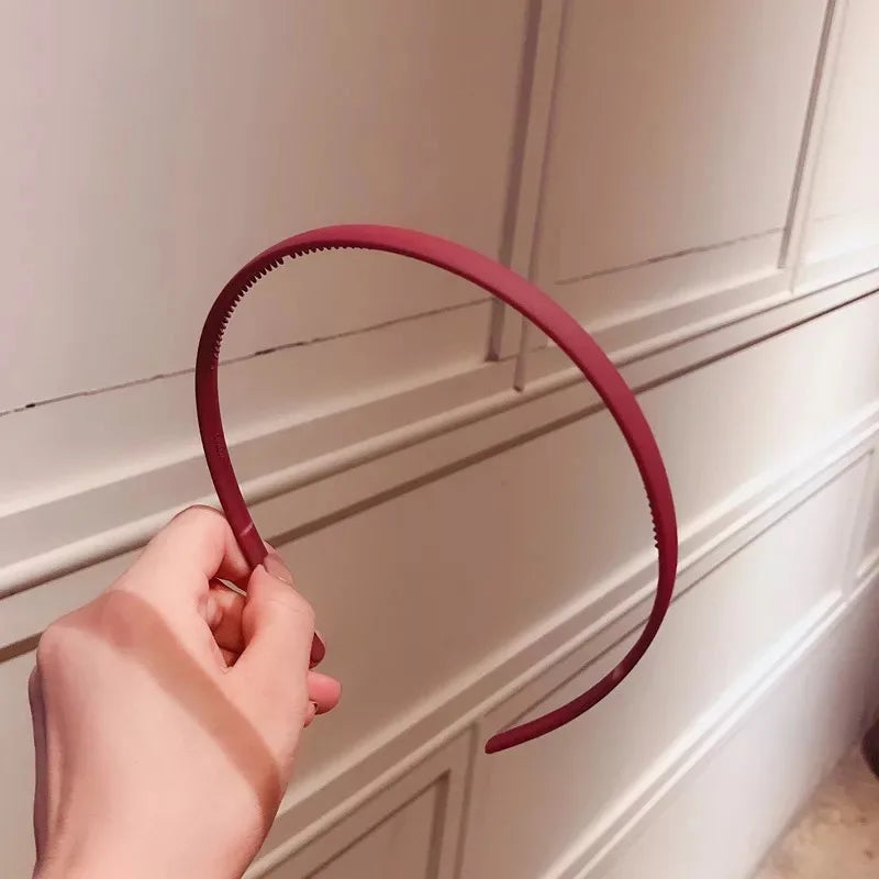 New Thin Edge Frosted Hair Hoop Non-slip with Teeth Candy Color Girls Wash A Face Makeup Hair Band Korean Hair Accessories