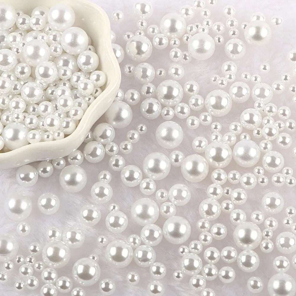 10g Random Mix 3-10mm No Hole ABS Imitation Pearl Bead For Vase Filler Makeup Brush For DIY Jewelry Making Decor F0912
