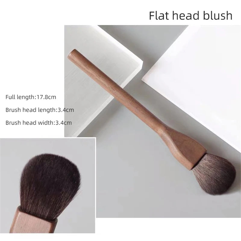 New 1Pcs European Vintage Wood Handle Makeup Brush High Quality Walnut Loose Powder Blush Foundation Contour Brush Super Soft