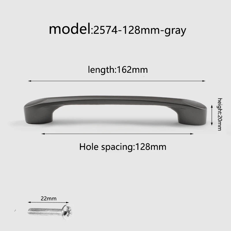 Aluminum alloy cabinet handle, gray wardrobe handle, makeup table handle, 96mm/128mm storage room cabinet handle