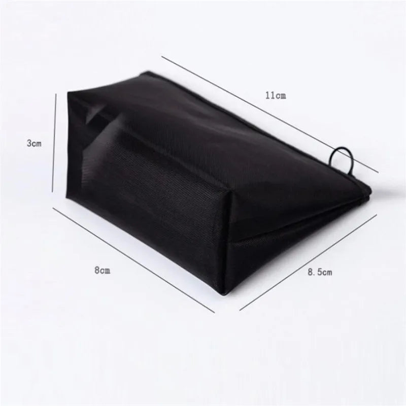 Black Mesh Makeup Bags Women Girls Cosmetic Bag Organizer Travel Portable Wash Lipstick Toiletry Sanitary Napkin Storage Bags