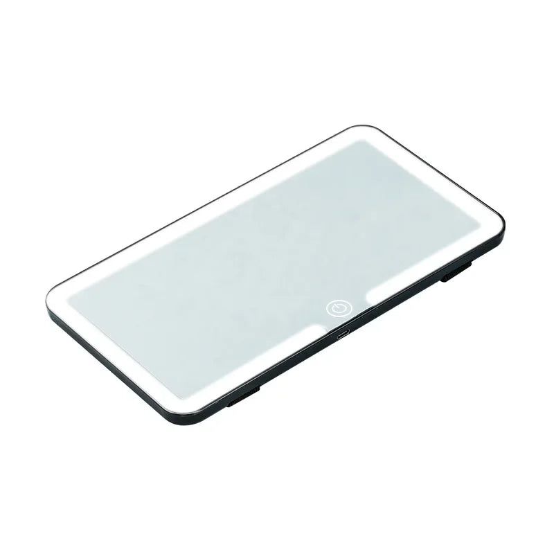 Car Interior Mirrors Sun Visor Plate LED HD Makeup Mirror for Girls Women Rechargeable Fill Light Universal Thin Vanity Mirror