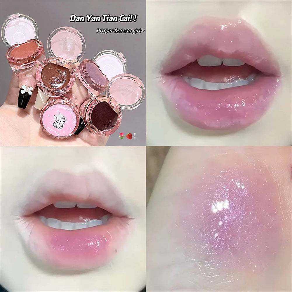Kitten Ring Solid Lip Gloss–Natural Juicy Shine Moisturizing Tinted Lip Balm Plumping Lipstick Korean Makeup Waterlight Glossy