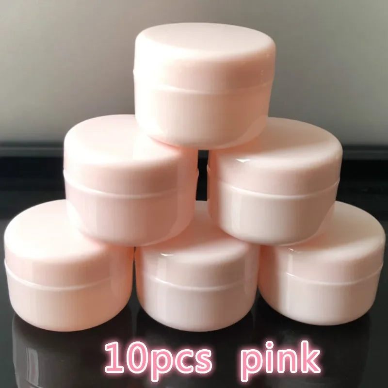 10pcs/set 10g Refillable Bottles Plastic Empty Makeup Jar Pot Travel Face Cream Lotion Cosmetic Container 5 Colors Bead Storage