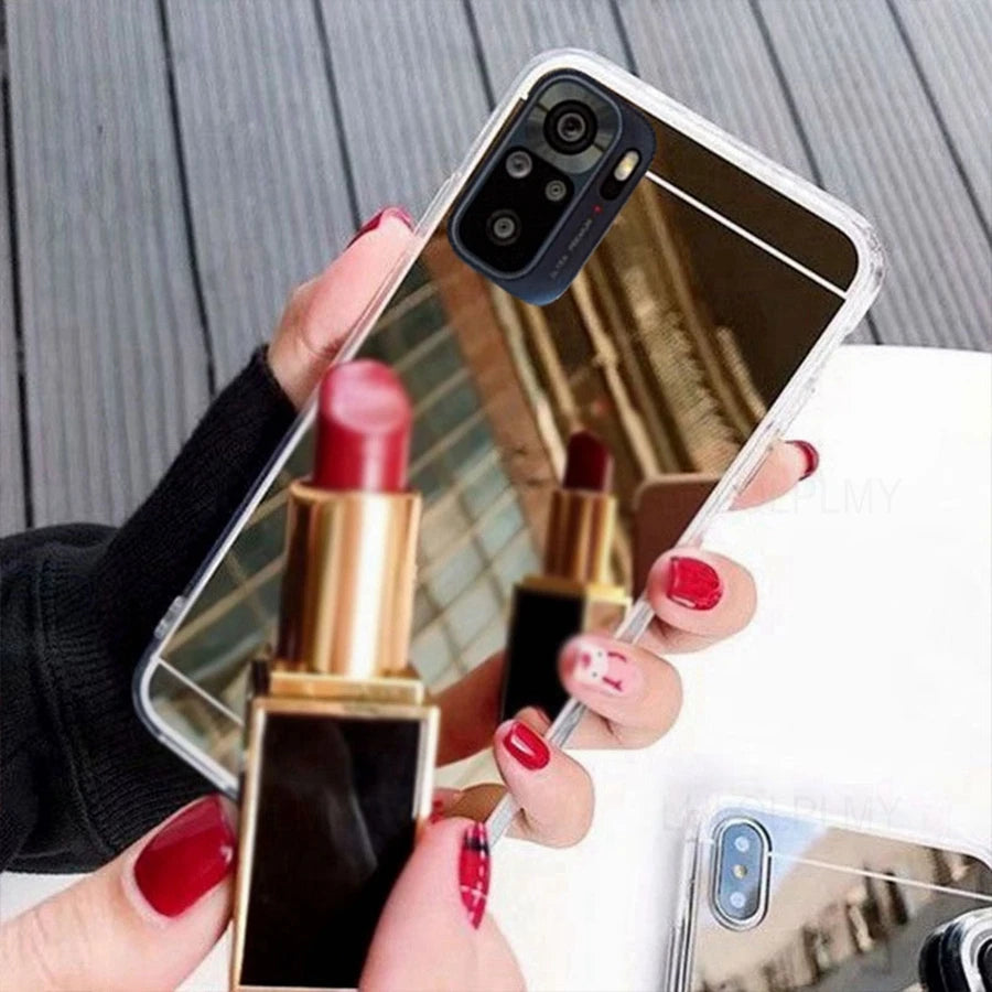 Makeup Mirror Bling Soft Silicone Case For Xiaomi Poco M3 F3 M4 F4 F5 X5 X6 Redmi Note 10 11 Pro Plus 5G 10S 11S 10A 10C Cover