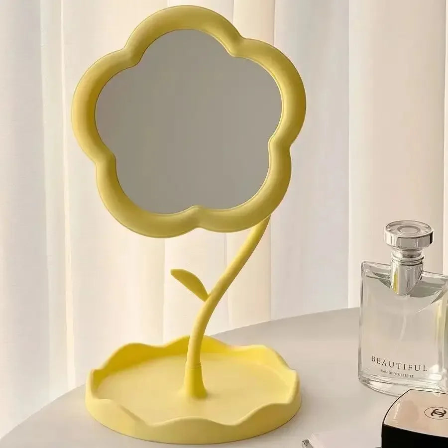 Cute Flower Design Desktop Mirror Creative Bedroom Home Decor Gift High Aesthetic Value Gao Yan Style Vanity Decorative Mirror