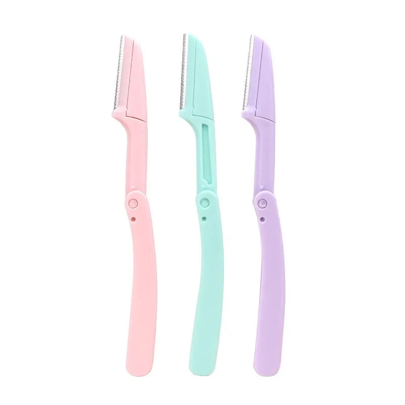 3pcs Fold Eyebrow Trimmer Scissors Hair Remover Eyebrow Comb Razor Eyebrow Clip Makeup Tools Face Razor for Women