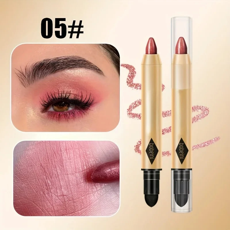 2 in 1 Pearly Eyeshadow Lipstick Stick Pencil Waterproof Glitter Matte Eyeshadow Makeup High Pigmented Eyeshadow Pen
