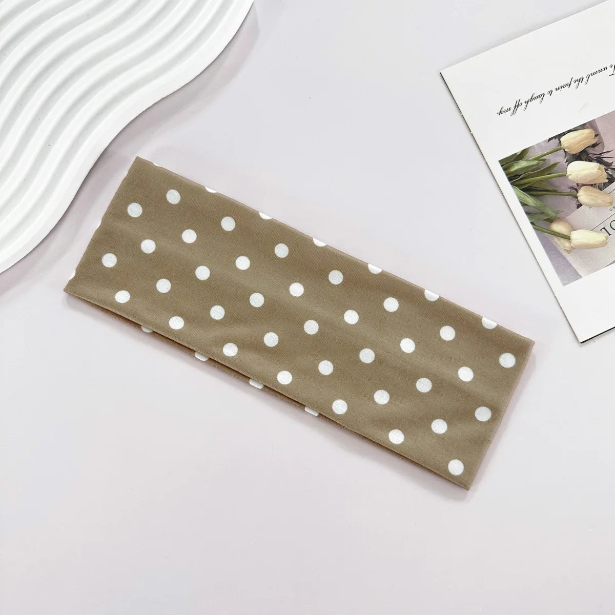 Women's yoga elastic headband with polka dots, autumn fashion makeup headband, hair accessories, sports and fitness headband