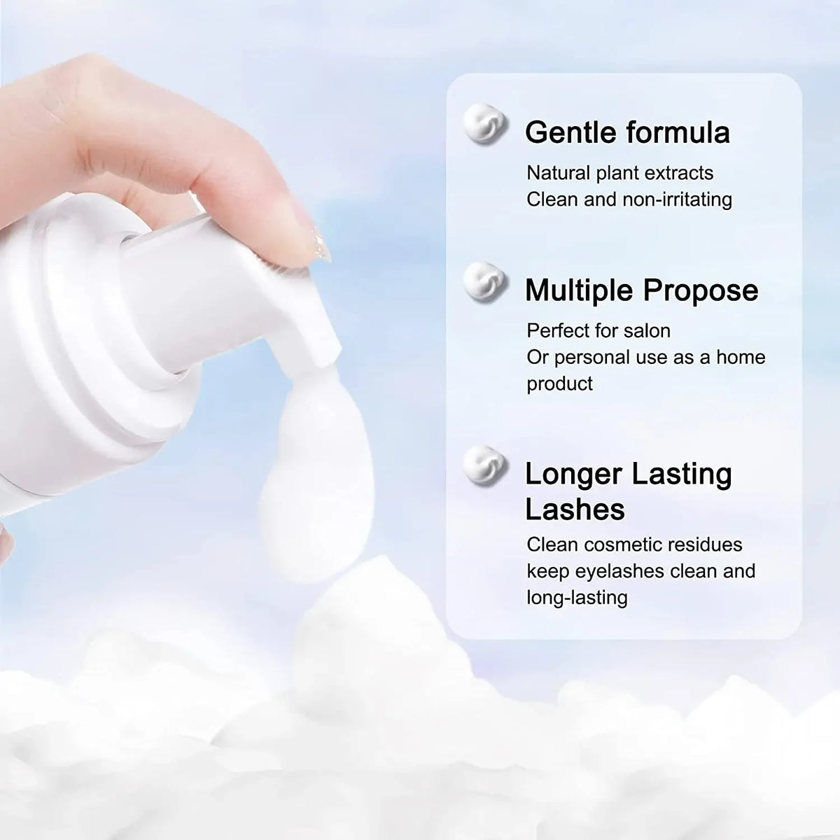 5/10PCS 50ML Eyelash Extension Shampoo Foam Mousse Kit Fast Makeup Glue Removal Foam Set Deeply Cleaning With Brush For Women