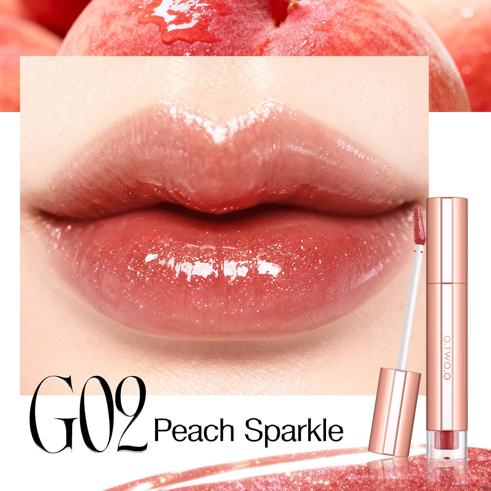 O.TWO.O Liquid Lip Gloss Lipstick Glossy Finish High-Shine Long Lasting Moisturize Non-Stick Glassy Lips Glossy Lip Stain Makeup