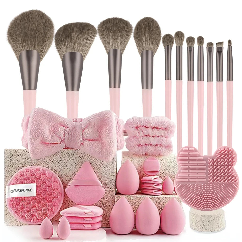 33pcs beauty set makeup kit large and small beauty sponges for flawless makeup application and removal of makeup full set