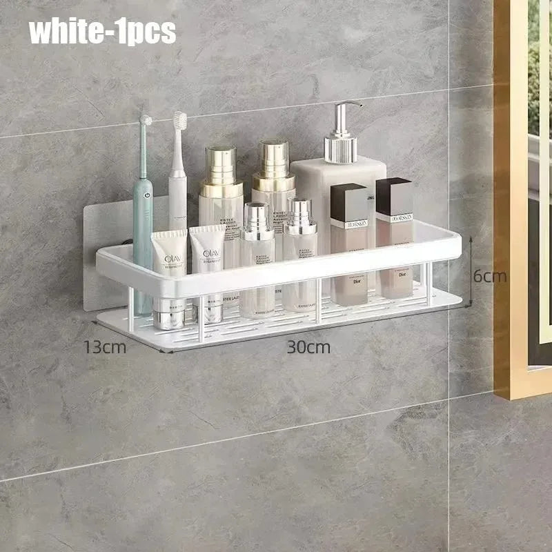 1/2/3pcs Aluminum Alloy No Drill Wall Bathroom Shelf Shampoo Rack Makeup Storage Organizer Shower Shelf Bathroom Accessories