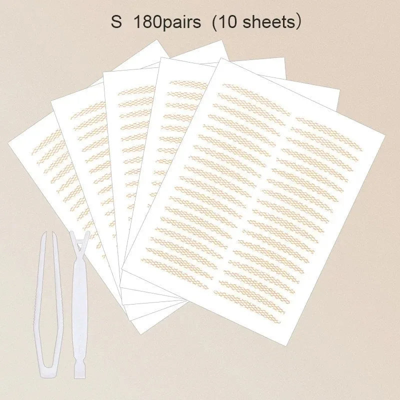 480Pcs Stealth Double Fold Eyelid Tape Fiber Sticker Lace Nature Clear Beige Stripe Self-adhesive Natural Eye Makeup with Tool
