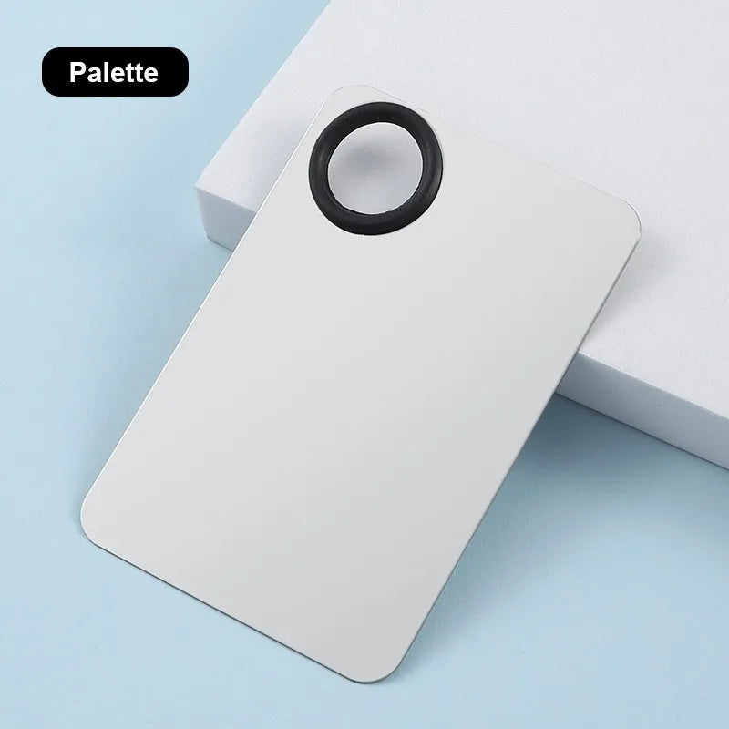 Stainless Steel Makeup Mixing Palette with Foundatio Spatula for Watercolor Paints Eye Shadow Sticks Makeup Cosmetic Beauty Tool