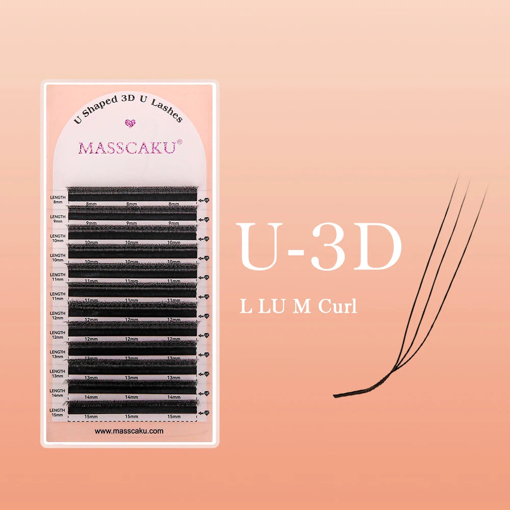 MASSCAKU L LU M Curl U Shaped Lashes 3D 4D 5D Super Soft Light Natural Eyelash Extensions High Quality Parallel Makeup Supplies