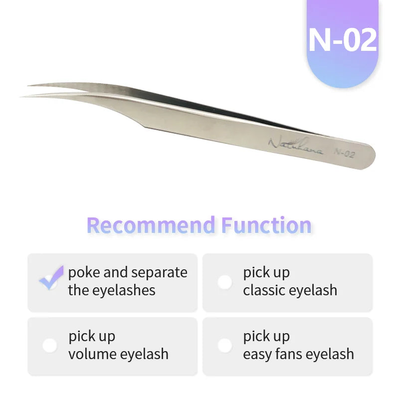 NATUHANA Professional Eyelash Extension Tweezers, High Precision Anti-Static Stainless Steel Lash Tools for Volume & Isolation
