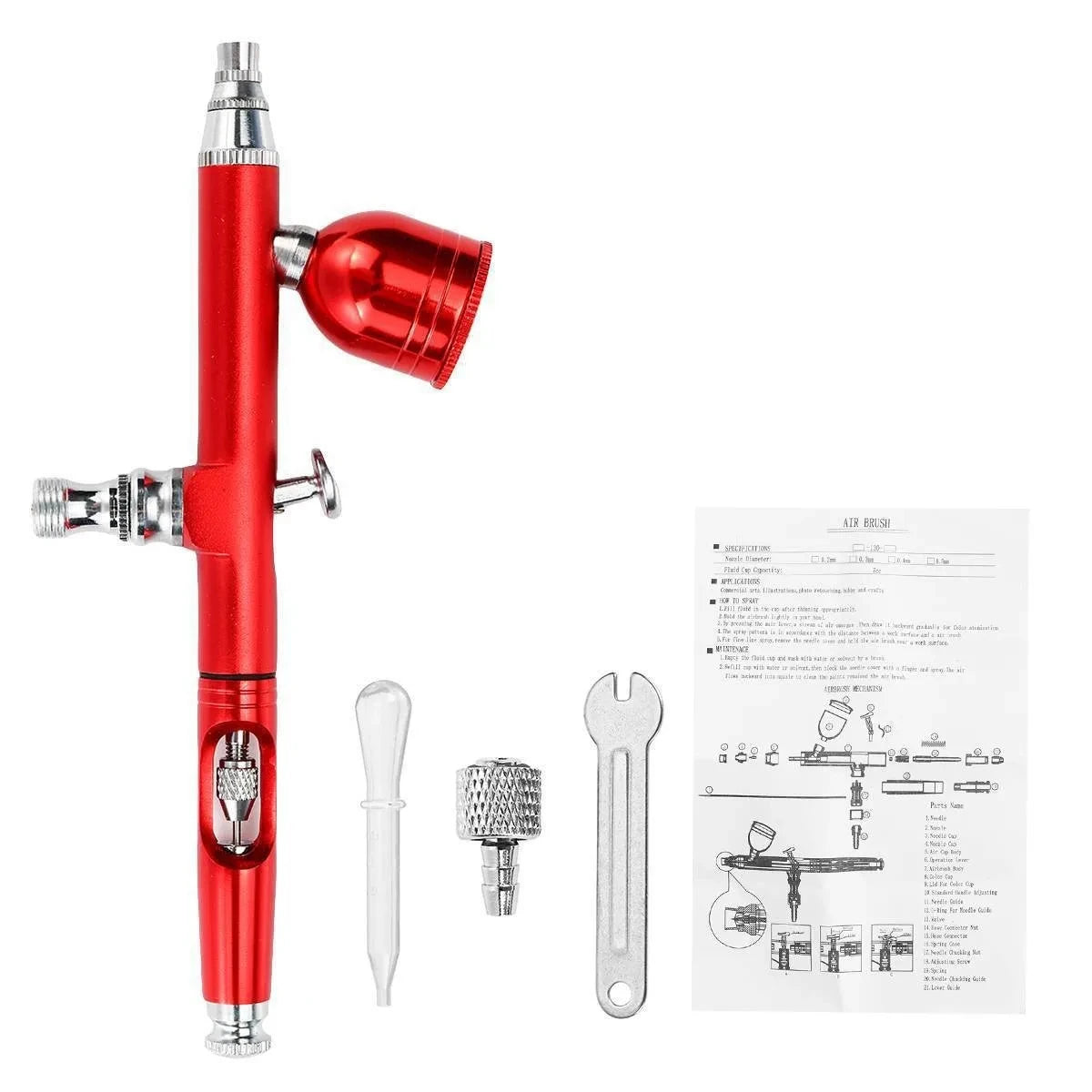 Airbrush Kit, Dual-Action Gravity Air Brush Gun with 3 Nozzle Sets, Aluminum Spray Gun for Makeup Nail Art Painting Model