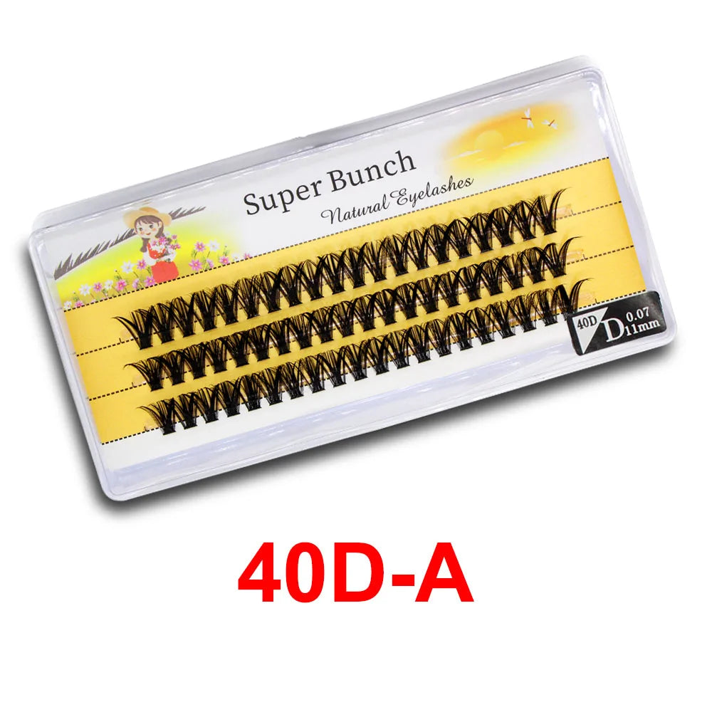 Super Bunch Wide Base 30D/40D/60D/80D Individual Eyelashes Cluster Russia Volume Eyelash Extension False Silk Lashes Makeup Tool