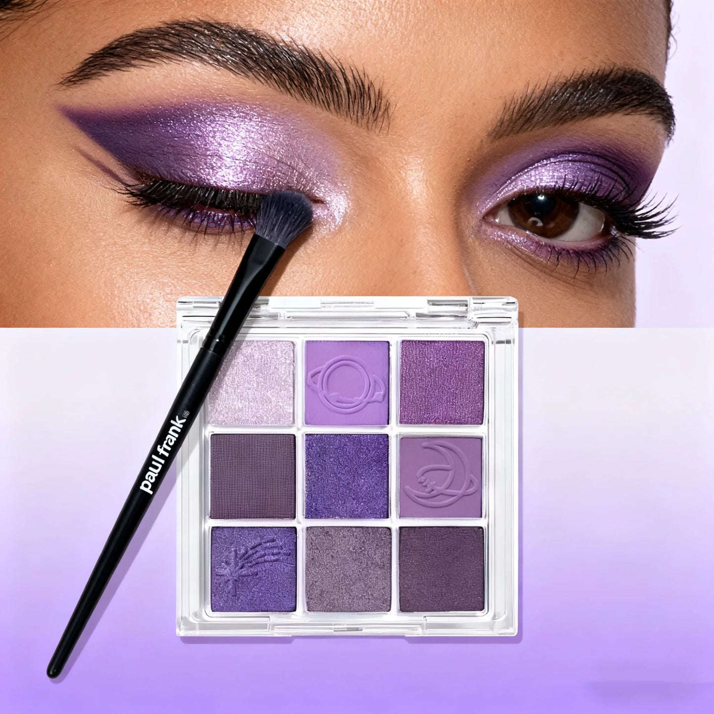 9-color purple and pink eyeshadow palette, long-lasting and waterproof, matte and shimmer finishes, smokey eye makeup palette.