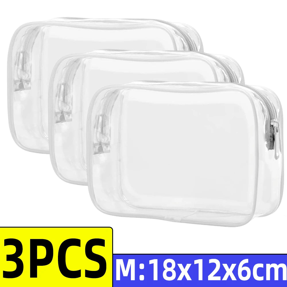 Travel Organizer Bath Toiletry Wash Storage Bag Case White Transparent Zipper Makeup Bags Clear Pouch Women's Cosmetic Bag