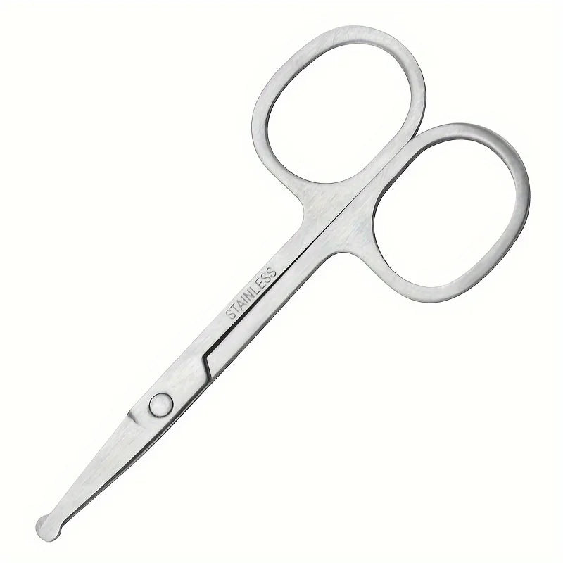 Precision Nose Hair Scissors, Round Tip Scissors for Eyebrows, Beard, Mustache and Ear Hair Trimming Facial Grooming Tools with