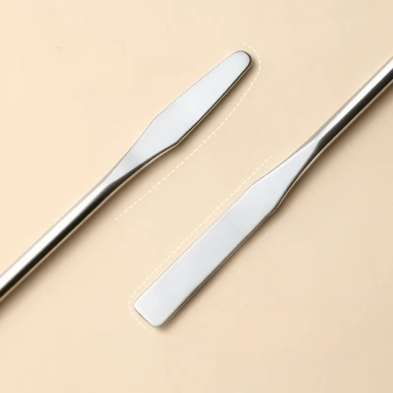 3pcs Dual-Ended Stainless Steel Mixing Spatula - Perfect for Nail Art, Makeup & Crafts, Odorless