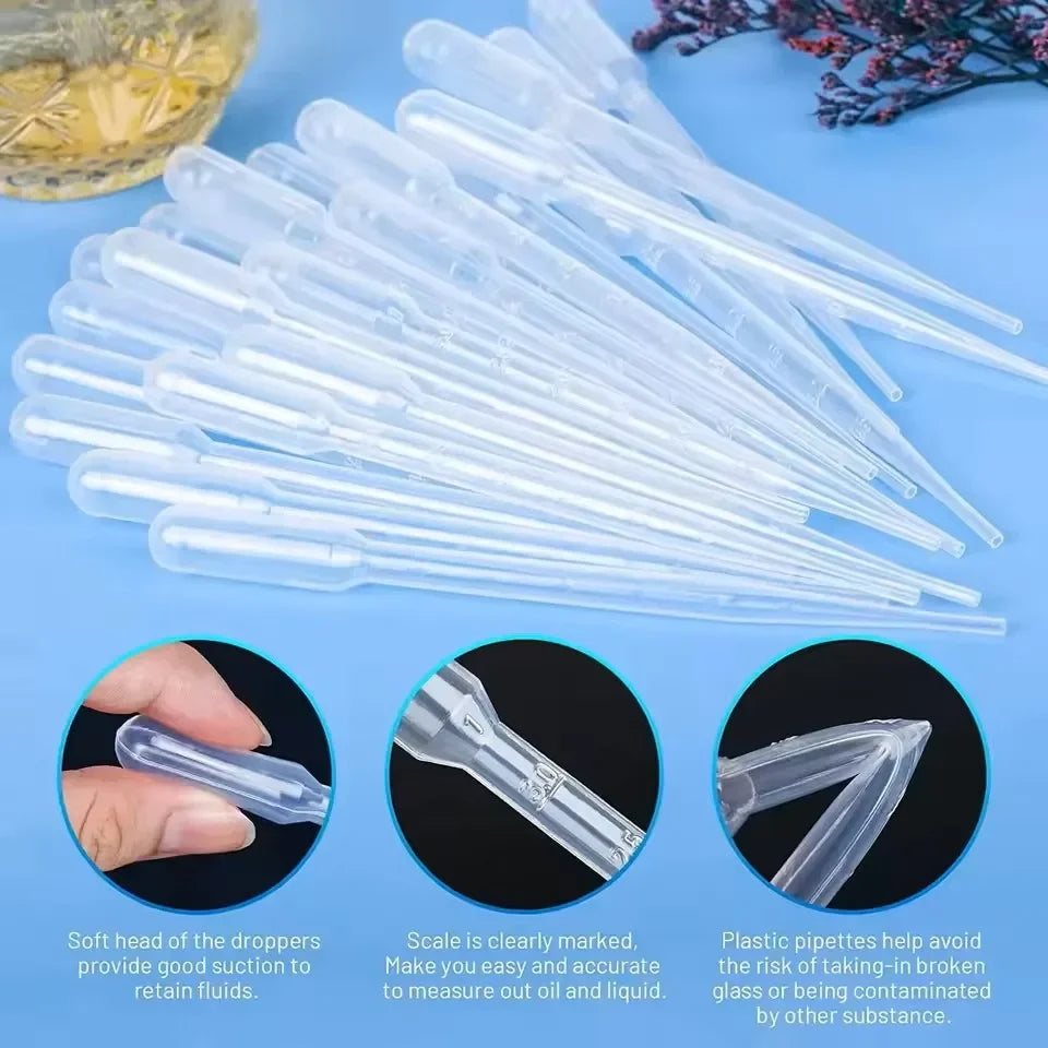 100Pcs Laboratory Pipette 1ml 3ml Plastic Disposable Graduated Container Liquid Dropper Equipment Straw Makeup Tools