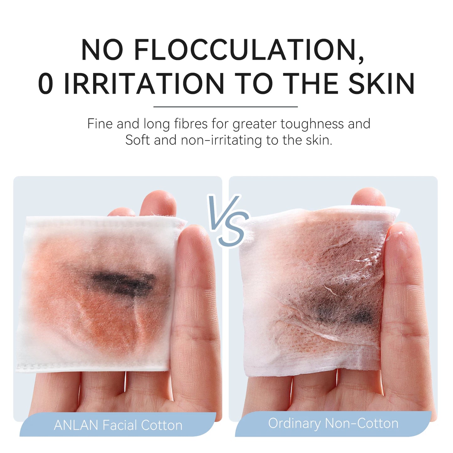 ANLAN 150pcs Extra Thick Facial Cotton Pad 75*75mm Disposable Double-side 3 Layer Soft Makeup Remover Pads