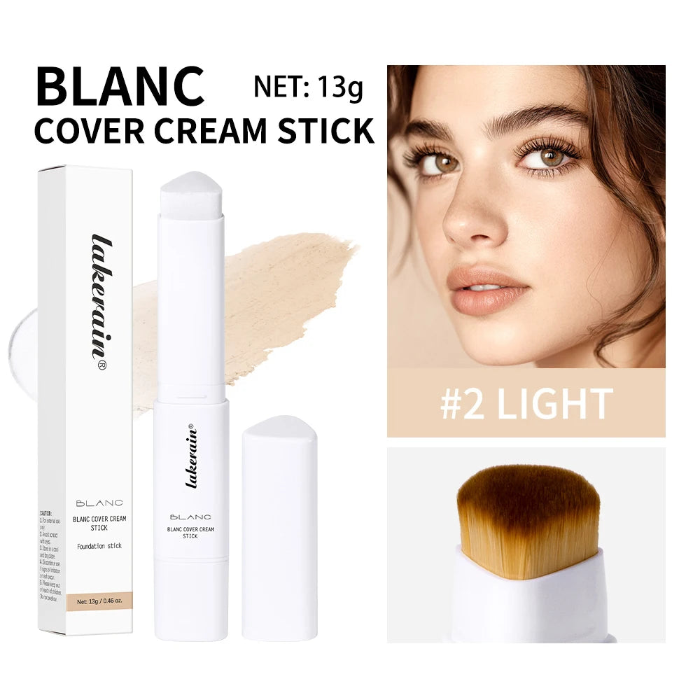 Color Changing Foundation Stick Korean Cover Cream Stick High Coverage Waterproof Dual-Ended with Brush Base Makeup