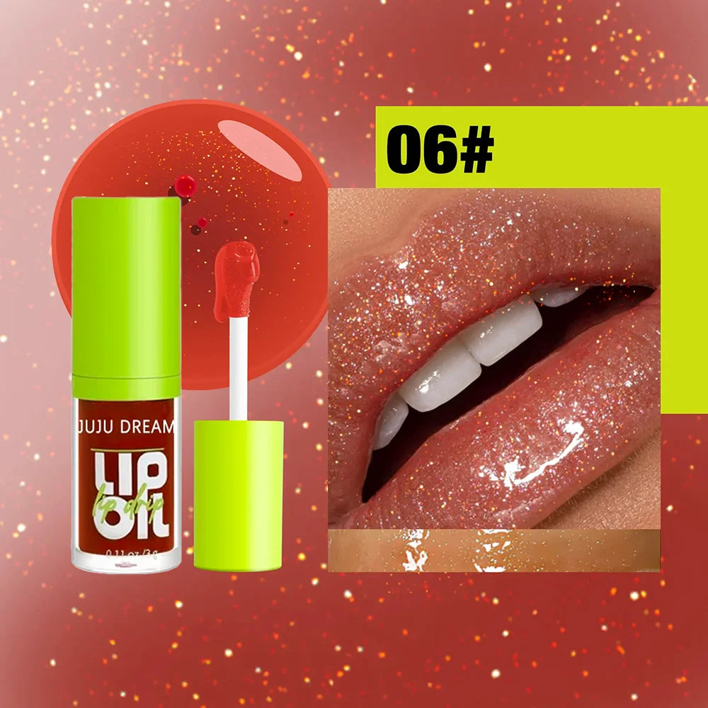 6 Colors Tinted Lip Oil Gloss, Moisturizing Shiny Finish, Waterproof Long-Lasting, Easy Apply, Xmas & Halloween Makeup, Unisex