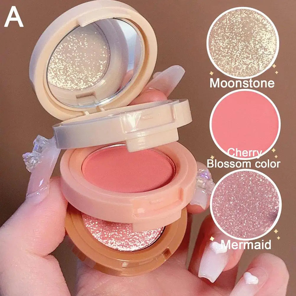 Shell Pearl Blush For Flower Knows Relief Matte Silk Satin Embossed Blush Makeup Long Lasting Brighten Blusher Pallet For Gift