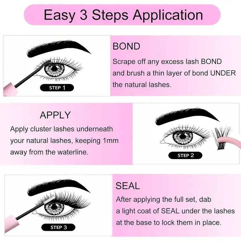 3 Pieces Eyelash Adhesive and Sealantwaterproof, Suitable for DIY Clustered and False Eyelash Makeup Tools