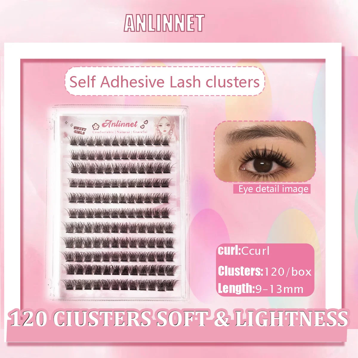 10 rows, 120 clusters of natural eyelashes, glue free eyelashes, self-adhesive false eyelashes, makeup, eyelash extension