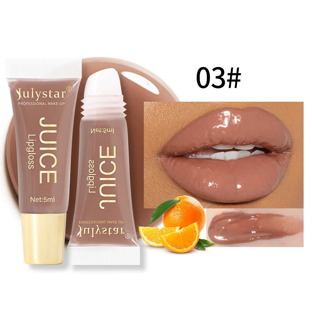 Glitter Plumping Lip Gloss Jelly Strawberry Moisturizer Fruit Lip Oil Transparent Fullness Lip Tint Gel Soft Tube Makeup LipCare