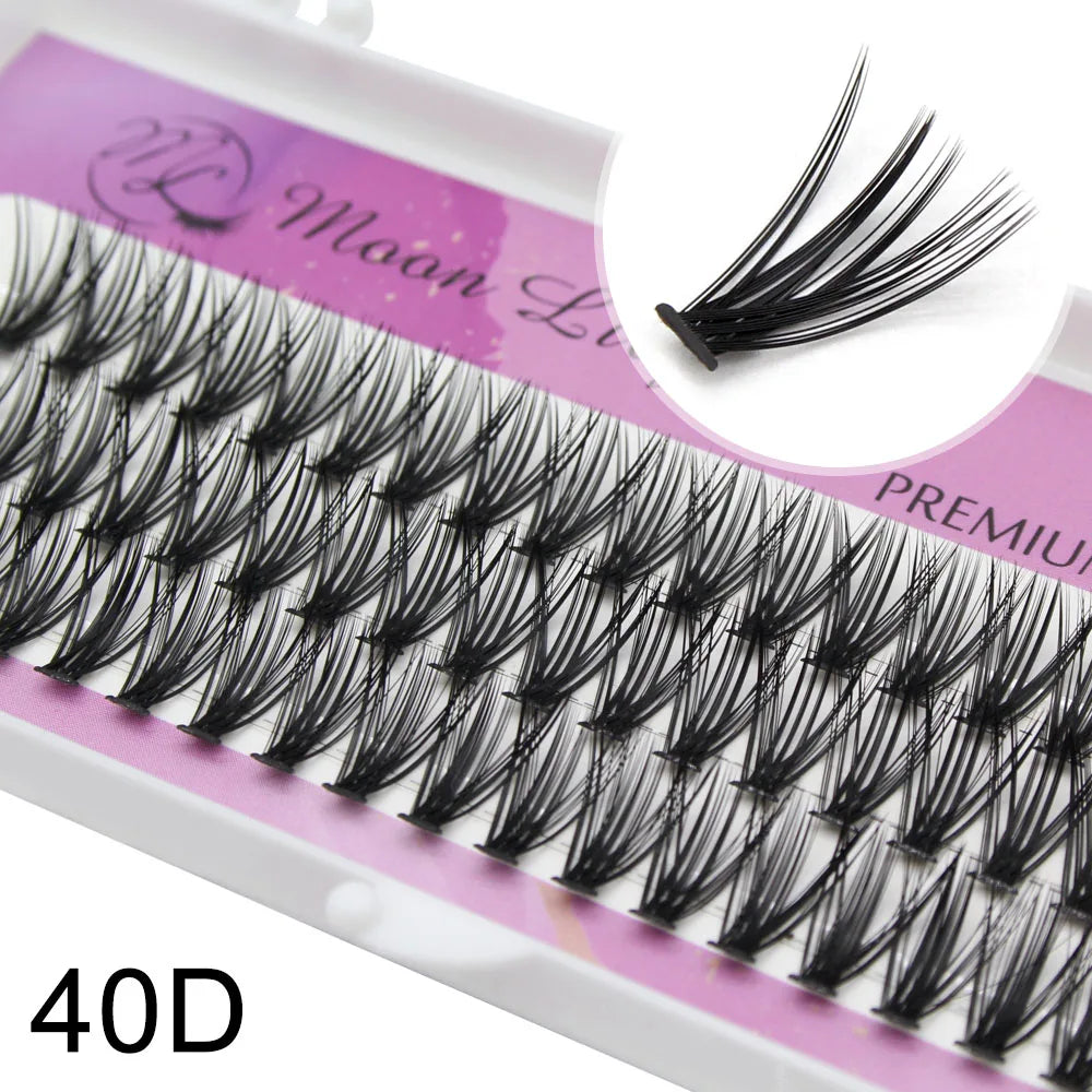 Moonlily 20D/30D Individual Cluster Eyelash Extension Natural Long Black 3D Volume Effect Faux Lashes Bunche Makeup Cilias