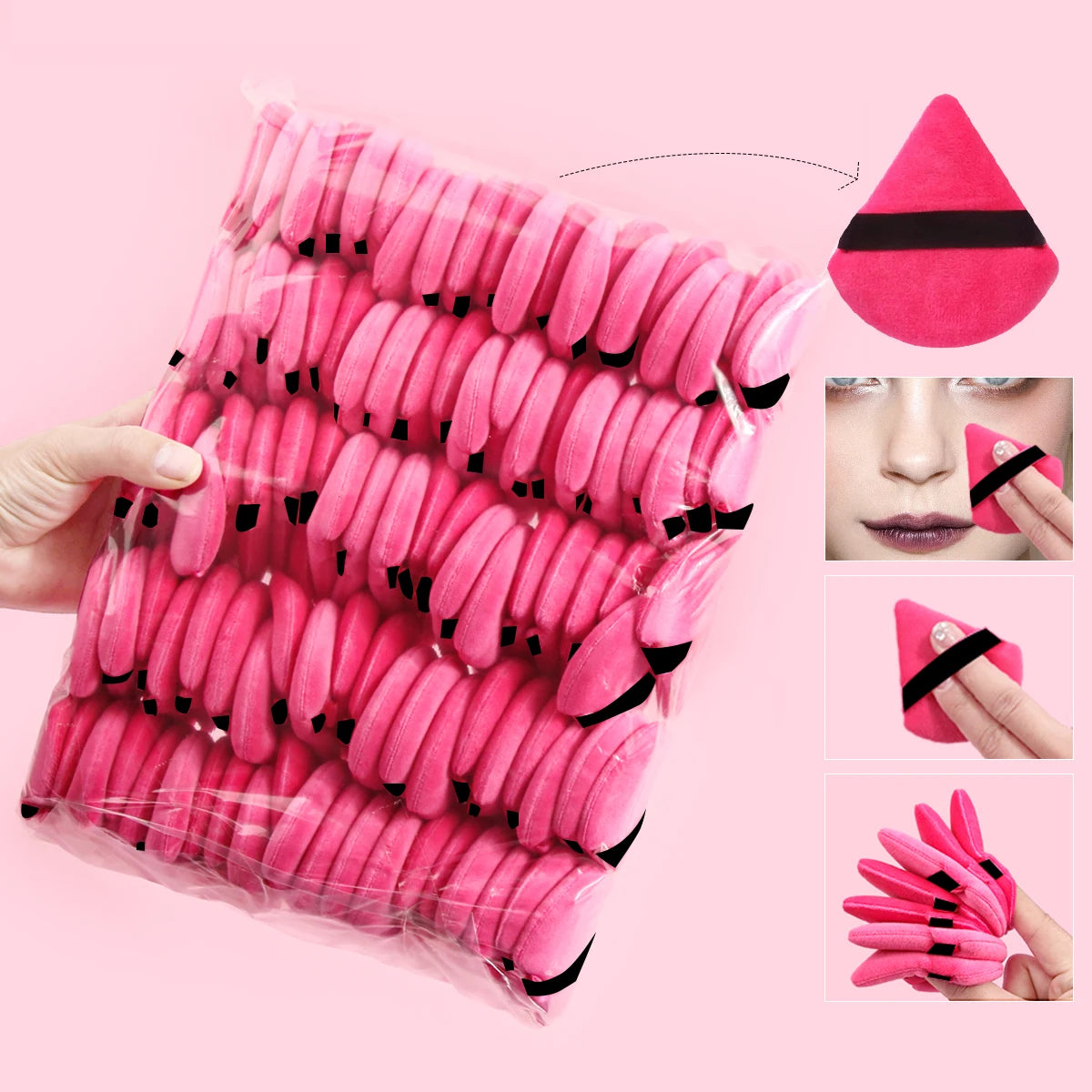 2Pcs/100Pcs Triangle Powder Puff For Loose Powder Liquid Cosmetic Soft Plush Powder Puff Makeup Foundation Puff Makeup Tool