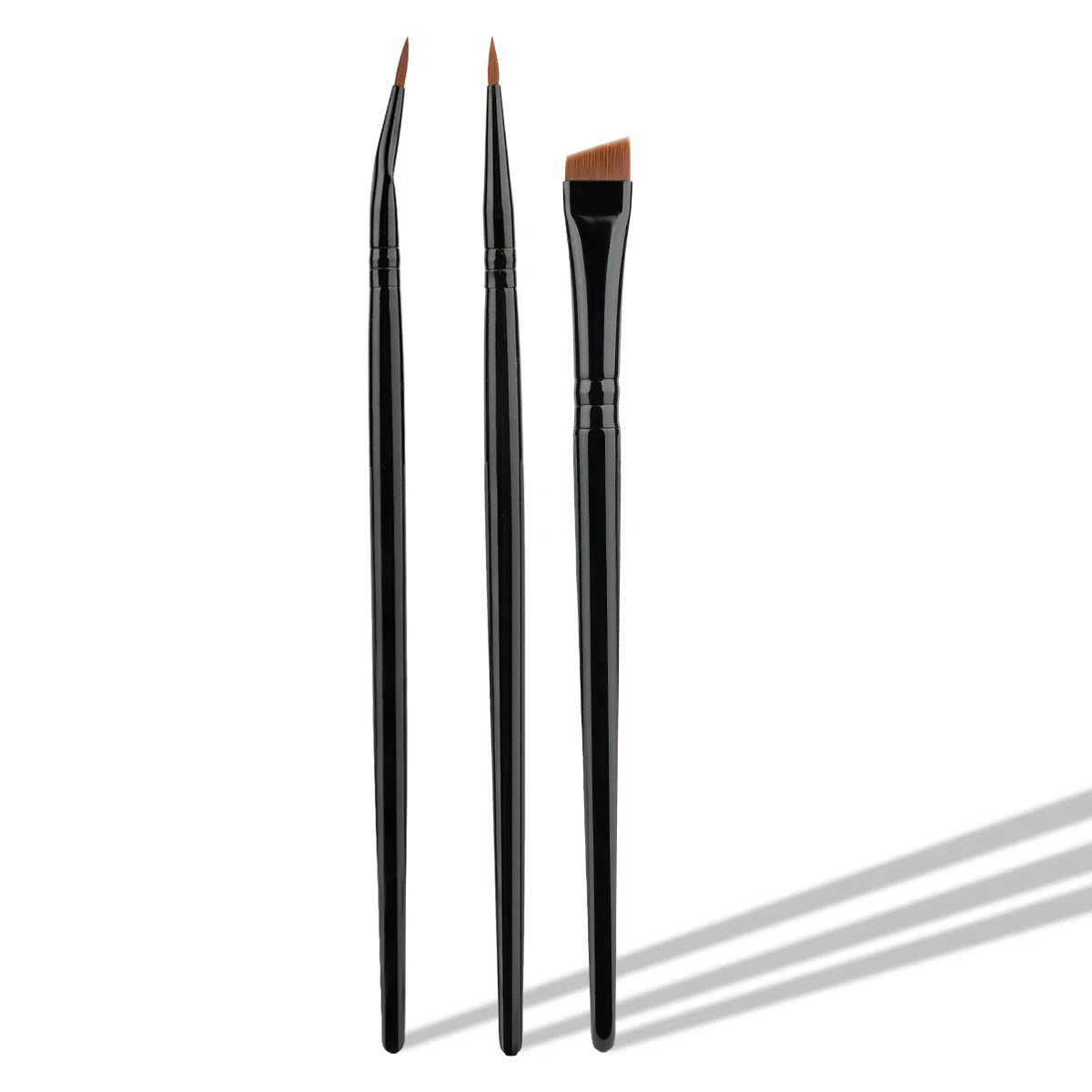 3pcs Eye Makeup Brush Ultra Fine Eyeliner Brush Set, Including Straight, Angled, Bent Tip, Suitable For Makeup