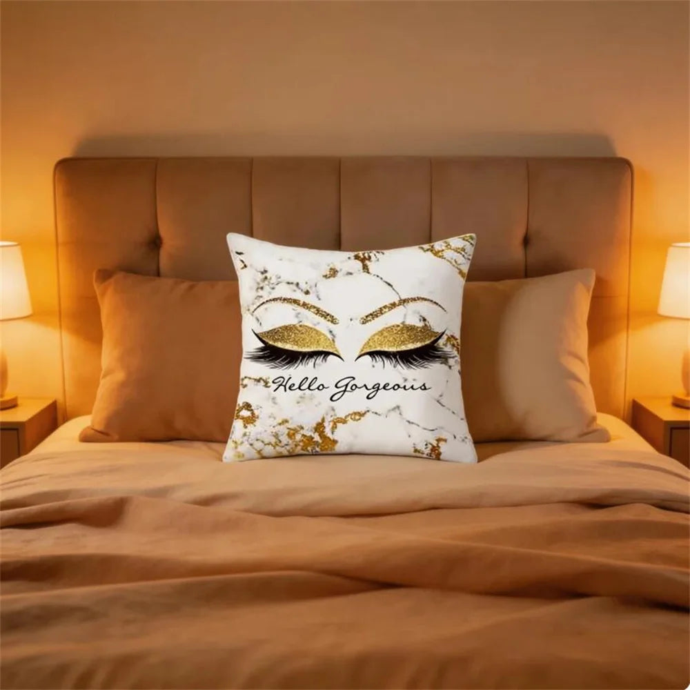 1PC Non Core Ins Style Beauty Makeup Eyelash Peach Skin Pillow Case Square Pillow Case Sofa with Pillow Case for Home Use