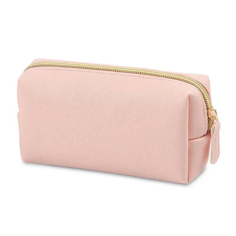 Women Cosmetic Bag Waterproof PU Leather Solid Color Makeup Pouch Travel Portable Wash Toiletry Storage Bag Organizer Purse 2023