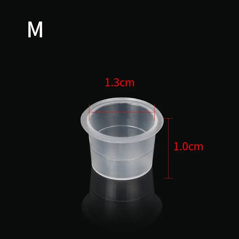 100PCS Tattoo Ink Cup S M L Disposable Microblading Steady Plastic White Permanent Makeup Ink Pigment Clear Holder Container Cap