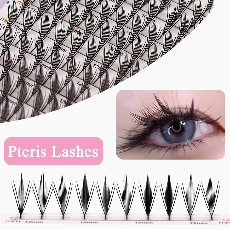 RUJADE New Colorful Shiny Manga Comic Spire Lashes Tinsel Anime Eyelash Extension Premade Fans Feather Shape Party Makeup Lashes