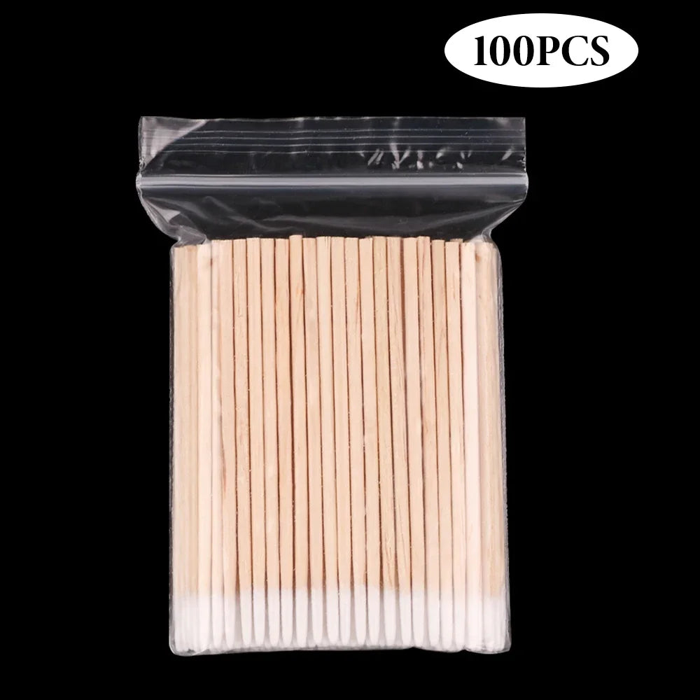 500/100/300pcs Disposable Wooden Micro Bud Swabs Lint Free Eyelash Extension Glue Removing Tools Makeup Mini Brush