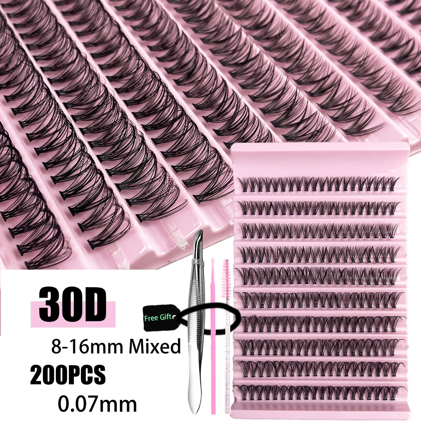 200 Clusters Individual Lash Cluster DIY Eyelash Extension Lash Volume Natural Eyelashes bundle 3D Faux False Mink Lashes Makeup