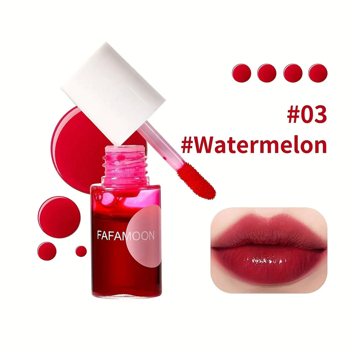 4 color Fruity Lip Tint Water Gloss Tint,Moisturizing Waterproof Liquid Lipstick, Non-Stick,High Pigment,Long-Lasting Colors