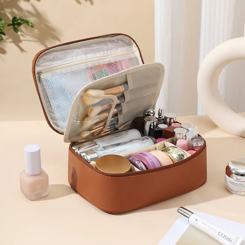 Waterproof Travel Storage Bag Large Capacity Portable Handbag with Dividers for Cosmetic Organization Makeup Bag for Outdoors