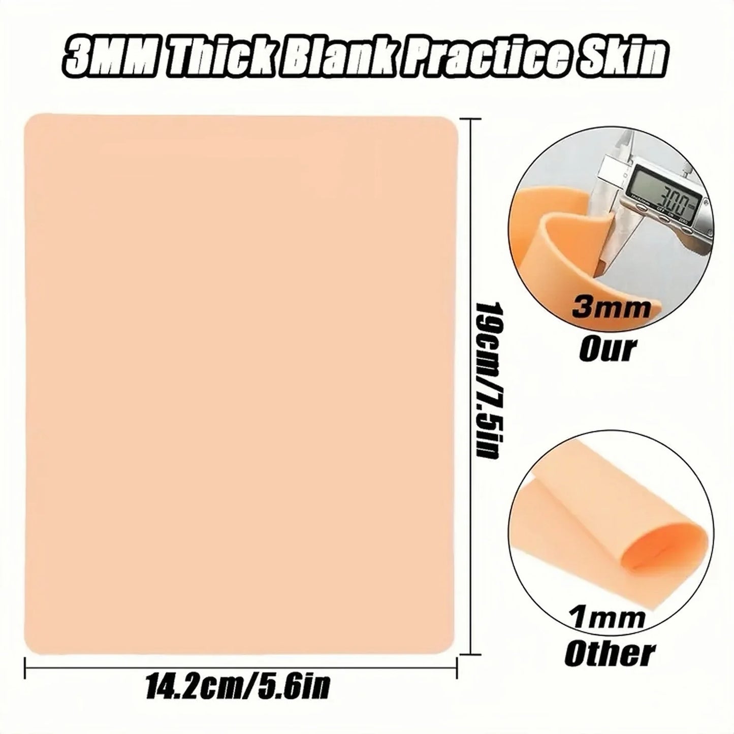 10/8/5/3/1pcs Tattoo Practice Skin 3MM silicone fake skin Double sided permanent makeup training supplies Tattoo accessories