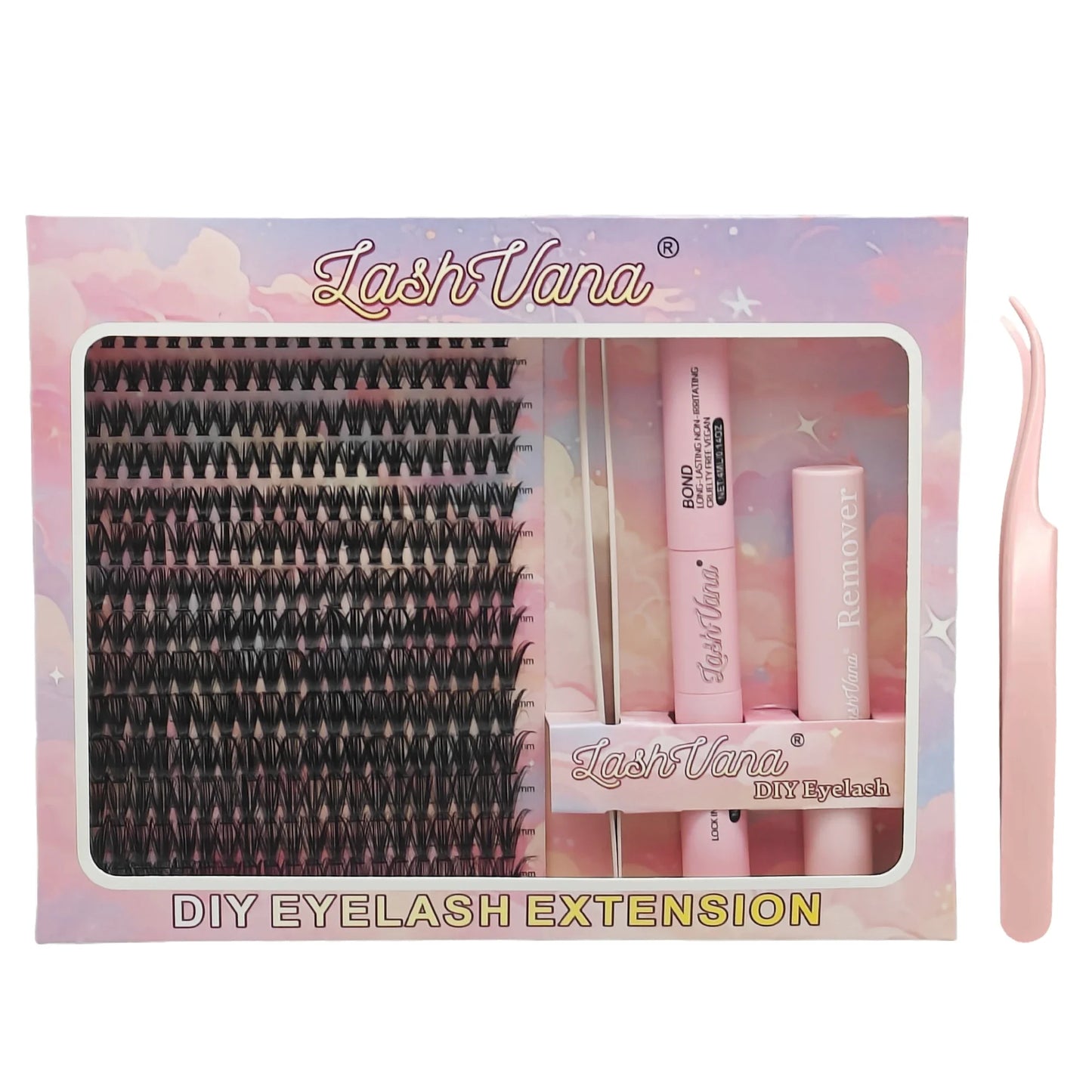 Eyelashes 280 PCS 8-16mm Clusters Lash Bond and Seal Makeup Tools DIY Lashes Extension Kit for Gluing Lashes Gluing Glue