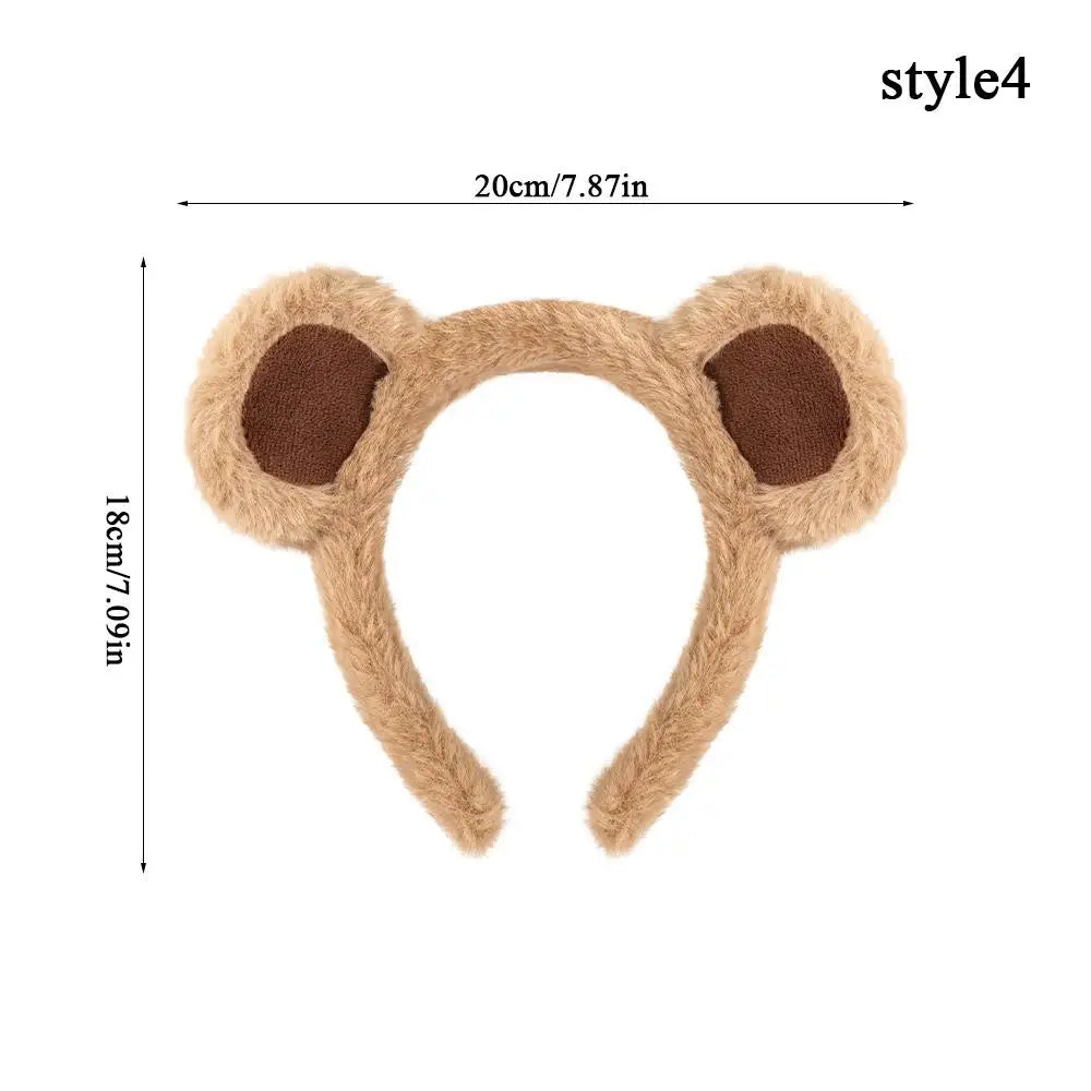 Plush Bear Ear Girl's Headbands Cosplay Makeup Headpiece Brown Animal Ears Hair Hoop DIY Cute Sweet Cartoon Hair Accessories