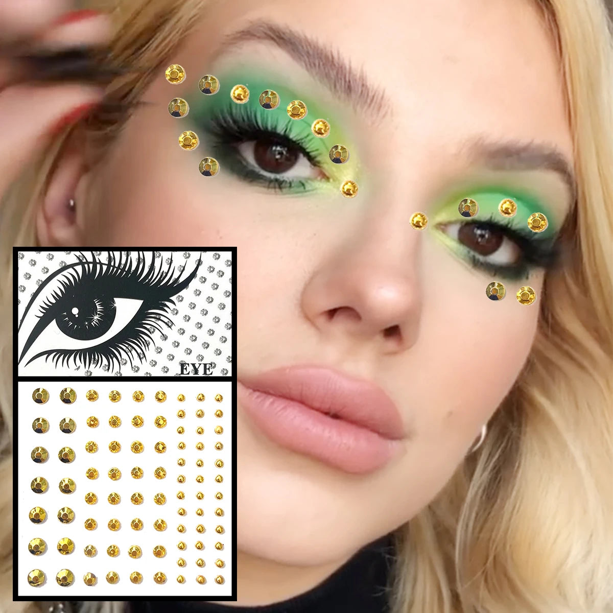 Red Heart Face Jewelry Temporary Tattoos Eye Forehead Diamonds Jewels Makeup Sticker Sparkle Water Drop Gems Nail Art Festival